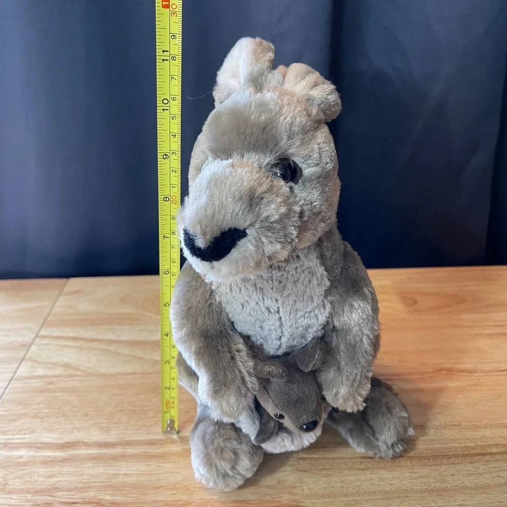 Wild Republic Grey Kangaroo Plush with Removable Baby Joey Pouch Plush 12 in